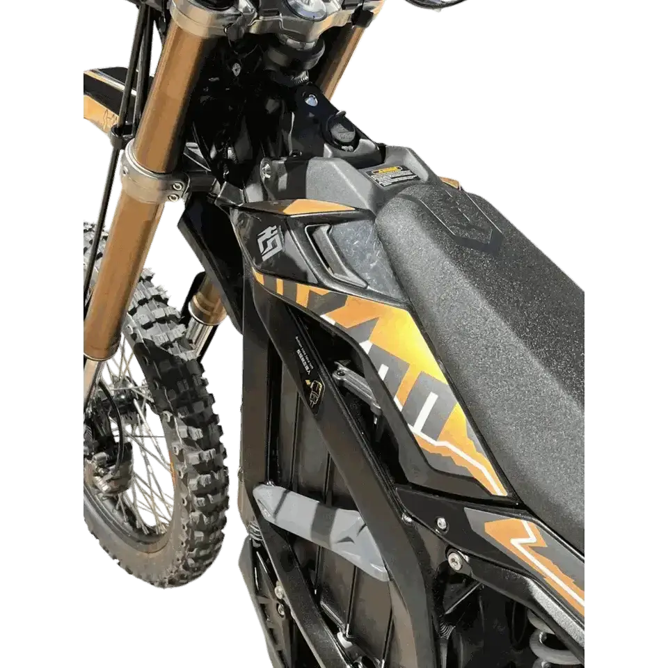 2019 KTM 790 Adventure motorcycle in Surron Ultra Bee 2025 display