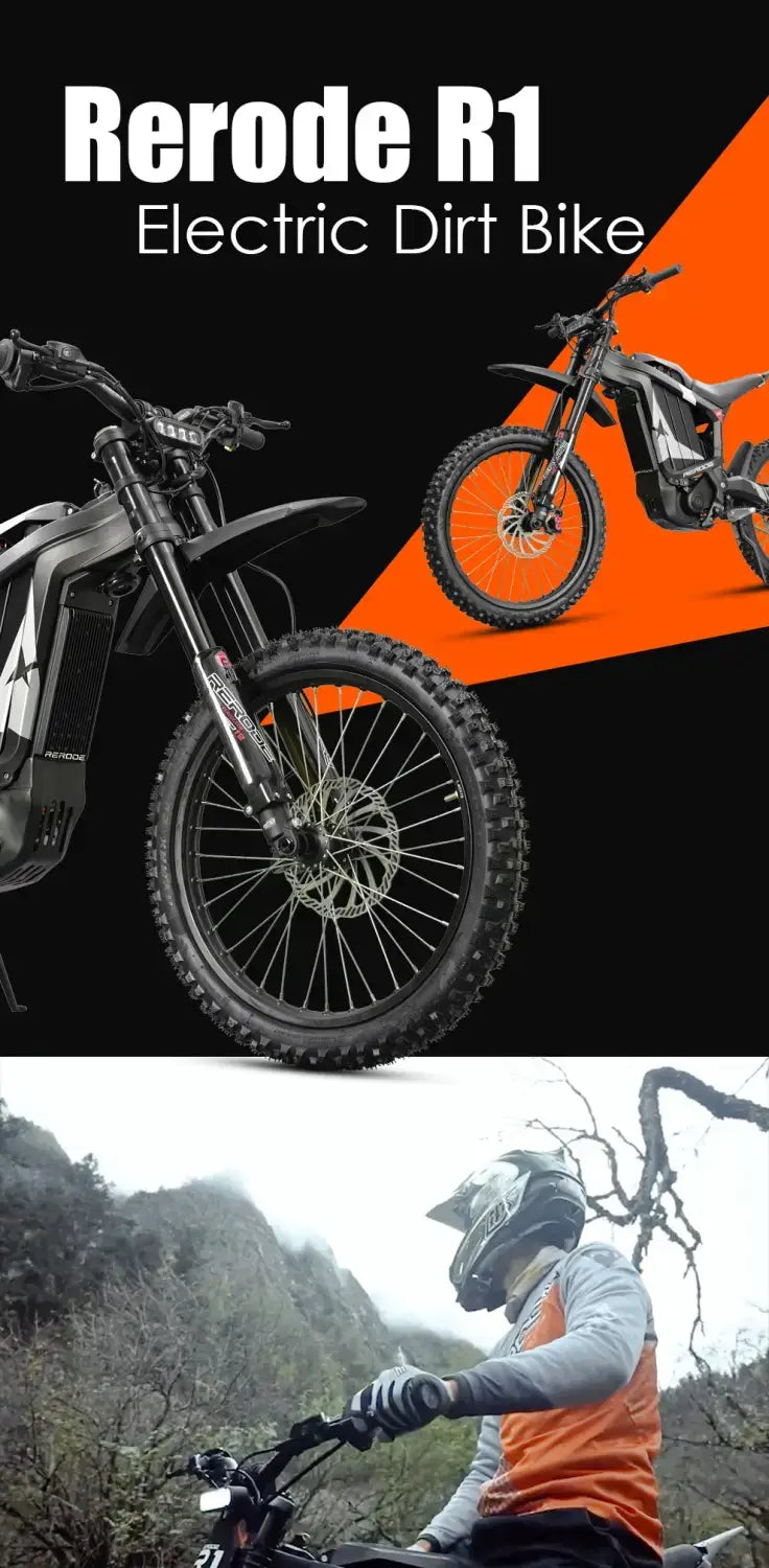 HEZZO 8000W Electric Dirt Bike 72v 35Ah Electric Bike Middrive Rerode R1 Ebike Off Road E Moto 53MPH 75 Miles Long