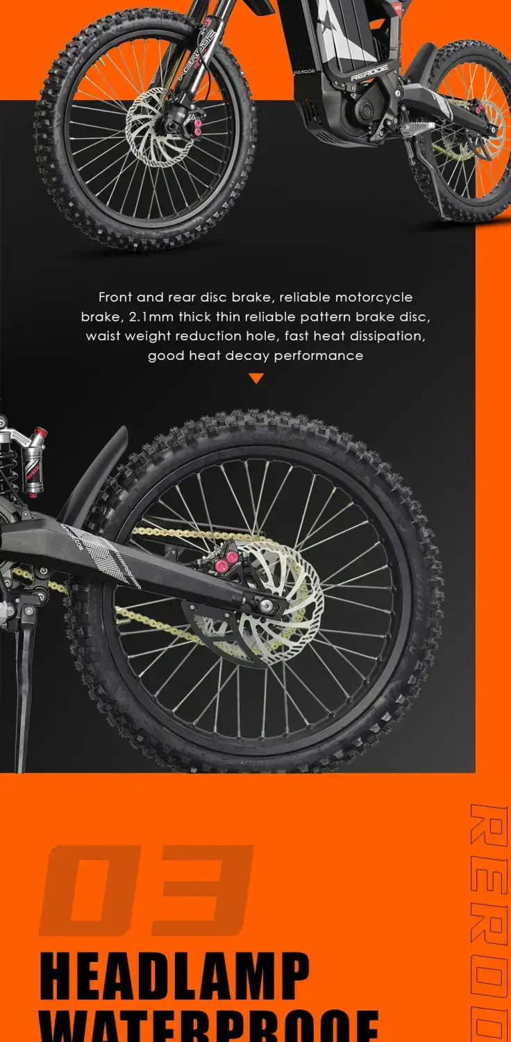 HEZZO 8000W Electric Dirt Bike 72v 35Ah Electric Bike Middrive Rerode R1 Ebike Off Road E Moto 53MPH 75 Miles Long