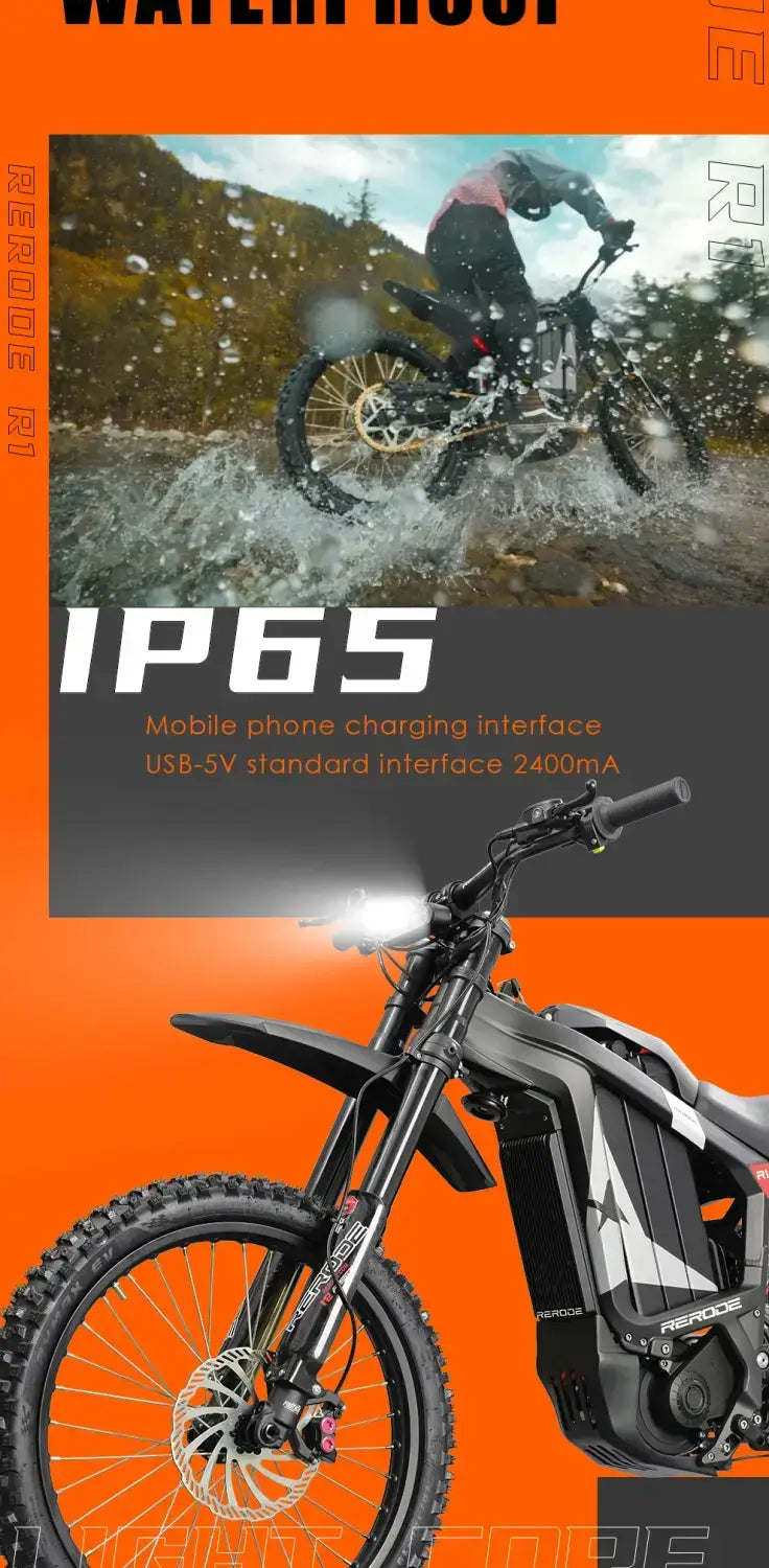 HEZZO 8000W Electric Dirt Bike 72v 35Ah Electric Bike Middrive Rerode R1 Ebike Off Road E Moto 53MPH 75 Miles Long