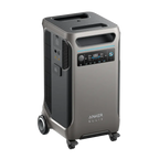 Anker SOLIX F3800 3840Wh portable power station in silver and black with wheels