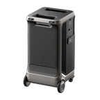 Black and silver LG portable air purifier with wheels on Anker SOLIX F3800