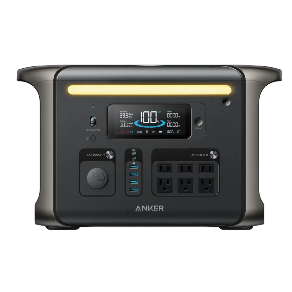 Anker SOLIX F1500 portable power station in sleek black and silver with multiple outlets