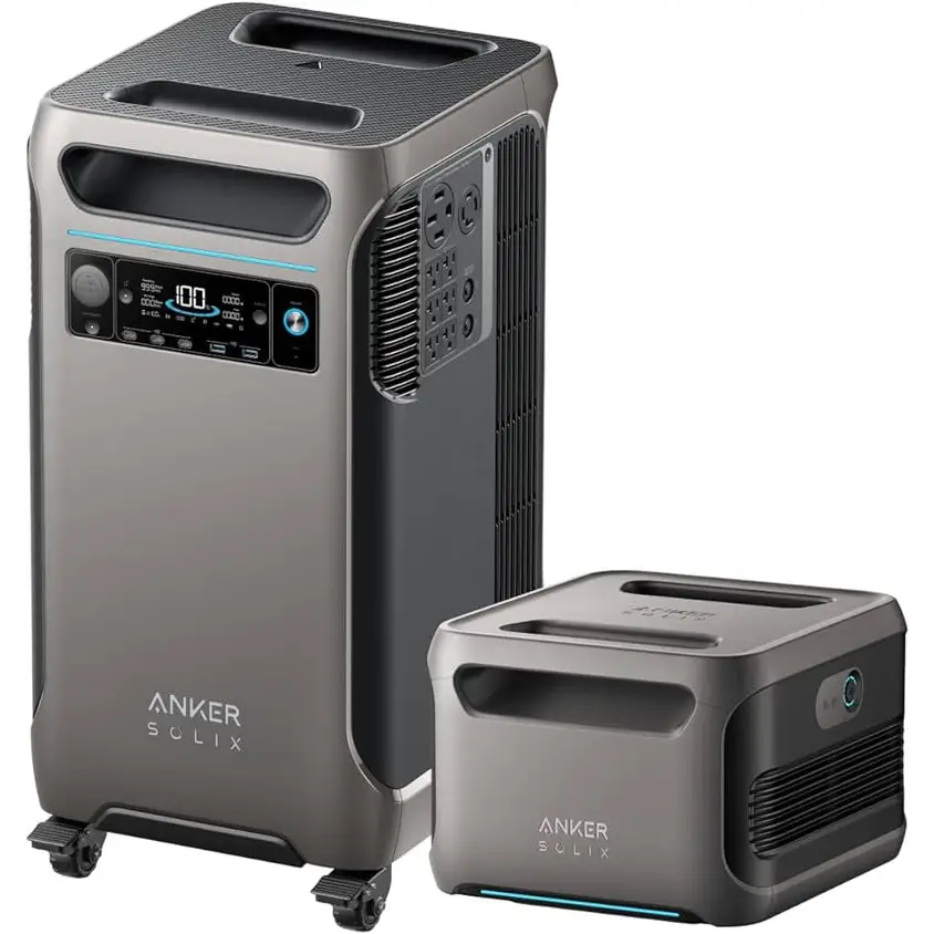 Anker SOLIX F3800 7680Wh silver black power station with wheels