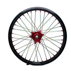 20-inch black and red Sur Ron Ultra Bee spoke wheel with glossy finish