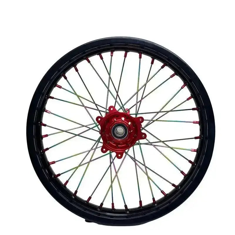 20-inch black and red star hub Sur Ron Ultra Bee spoke wheel