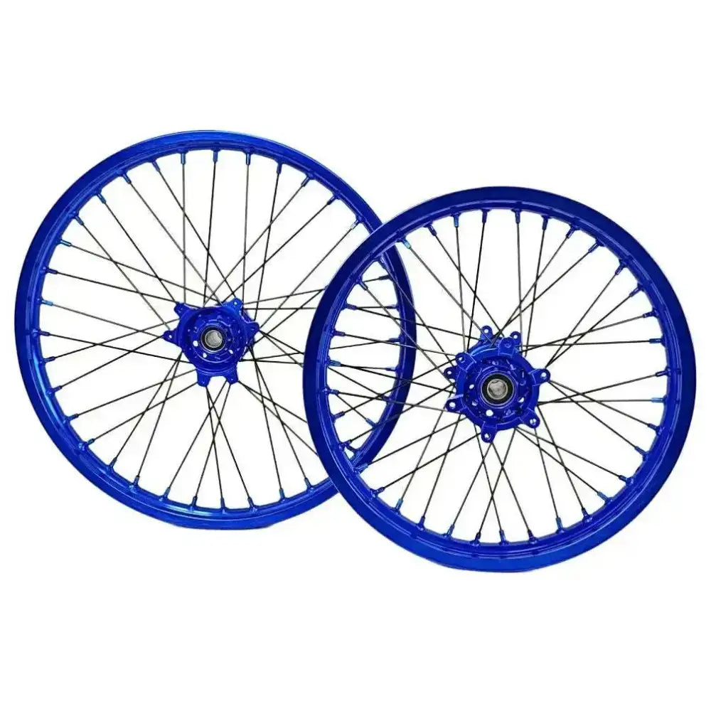 Blue 21’’ 18’’ aluminum alloy wheel set for Sur Ron Ultra Bee with black spokes
