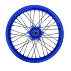 21-inch blue aluminum alloy motorcycle wheel with black spokes and silver hub for Sur Ron Ultra Bee