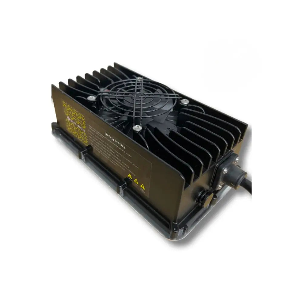 Sur-Ron Light Bee black rectangular battery charger with fan and heatsink