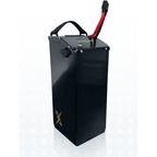 Nexbat 72V 50Ah black rectangular battery with red and silver accents for Sur-Ron Light Bee RC vehicles