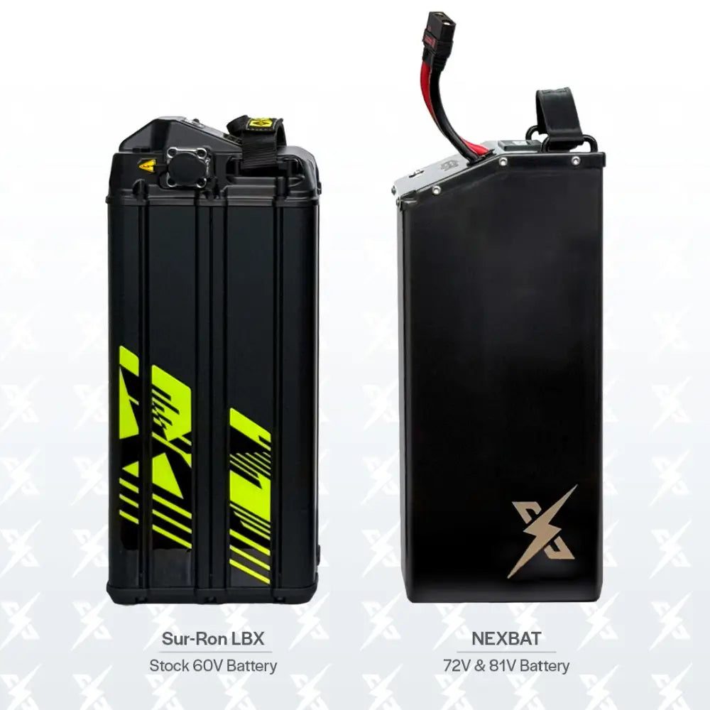 Nexbat 72V 50Ah Sur-Ron Light Bee battery with 60V black and neon green accents