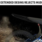 Black plastic extended mud guard for Sur Ron Ultra Bee electric bike