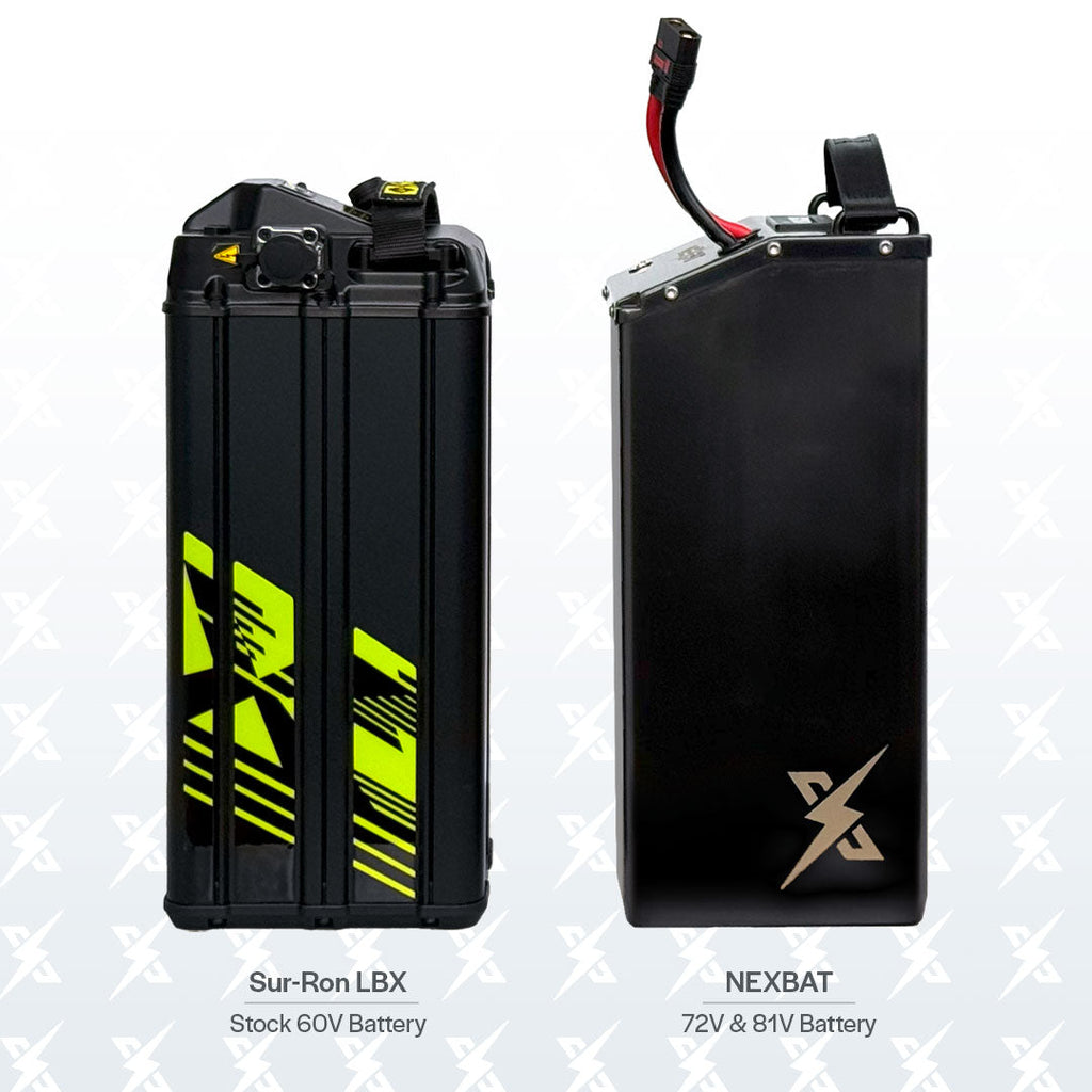 Nexbat 72V 50Ah Sur-Ron Light Bee battery with 60V black and neon green accents