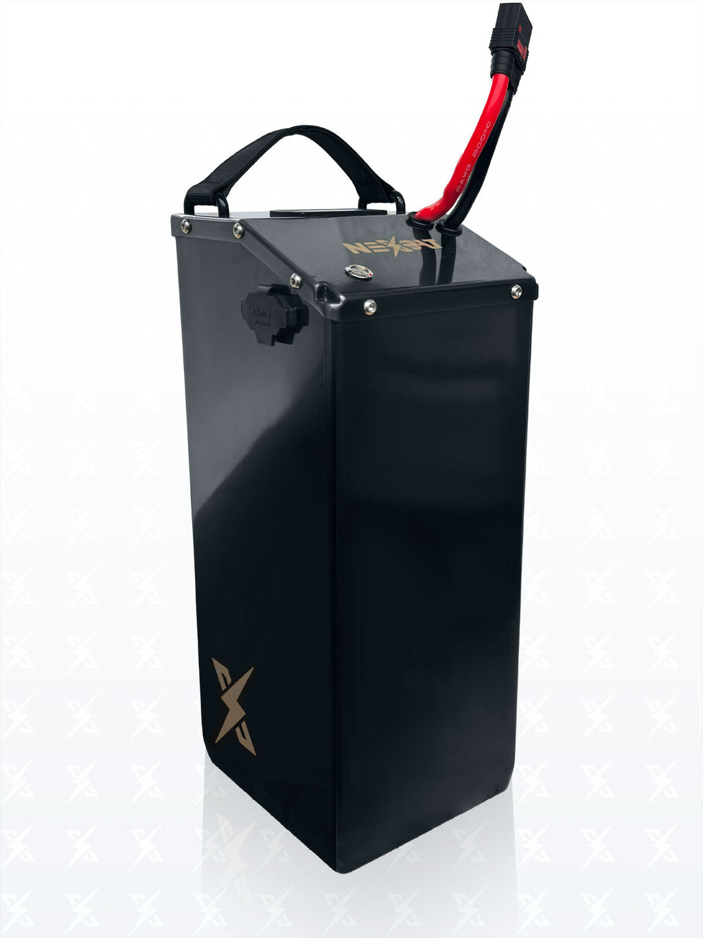 Nexbat 72V 50Ah black rectangular battery with red and silver accents for Sur-Ron Light Bee RC vehicles