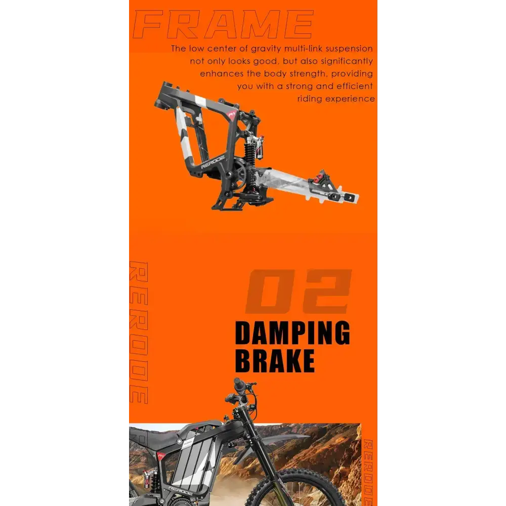 HEZZO 8000W Electric Dirt Bike with 72V 35Ah Battery and 53MPH Speed