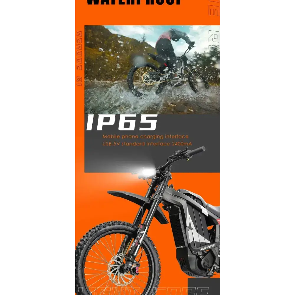 HEZZO 8000W Electric Dirt Bike with Orange Accents, Black Frame