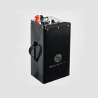 Black EWatt 74V 58Ah battery with red cap, handle, 99% swatt branding