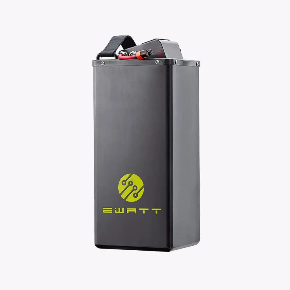 EWatt 72V 63Ah black rectangular battery with yellow logo and handle for Sur-Ron Light Bee