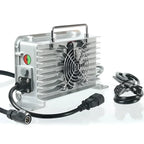 Compact silver air compressor with black cord for Surron Ultra Bee charger