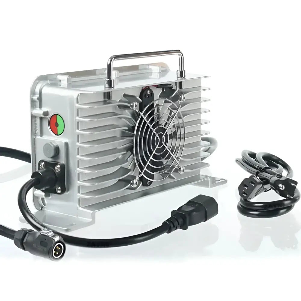 Compact silver air compressor with black cord for Surron Ultra Bee charger