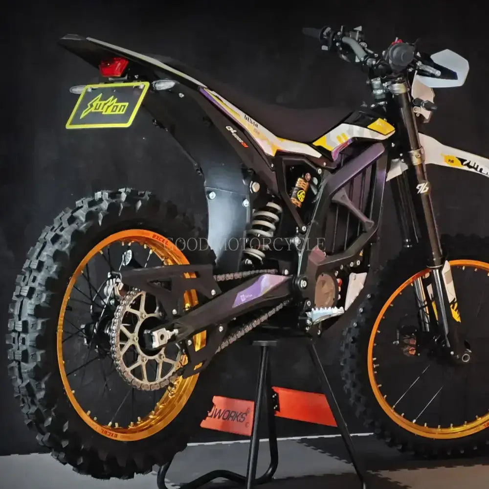 2023 KTM 790 Adventure motorcycle with Sur-Ron Ultra Bee license plate holder