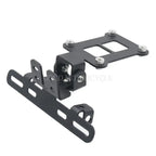 Black Surron Ultra Bee collapsible metal rear license plate holder with brackets and bolts